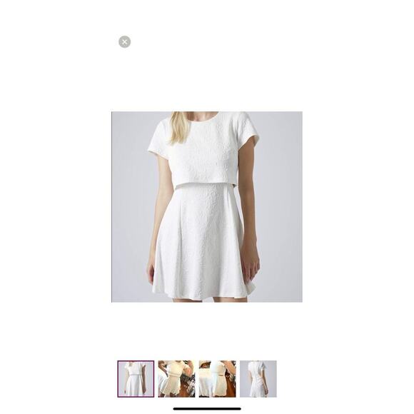 Hem & Thread White Jacquard Textured Fit & Flare Dress side Cutouts Small - Picture 13 of 14